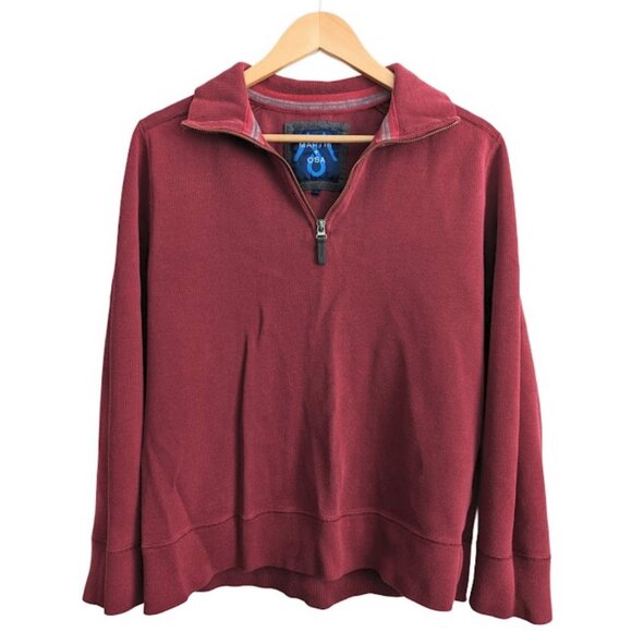 Martin + Osa Other - MARTIN + OSA Red Zip Neck Long Sleeve Sweatshirt